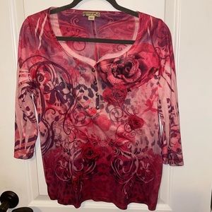 Pink short Long sleeve with roses